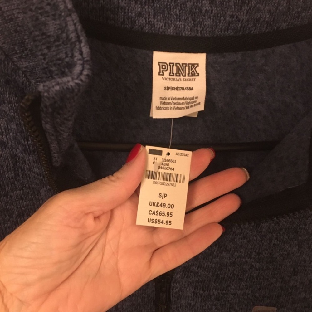 NWT…VS Pink long sleeve zippered sweater - Picture 2 of 3